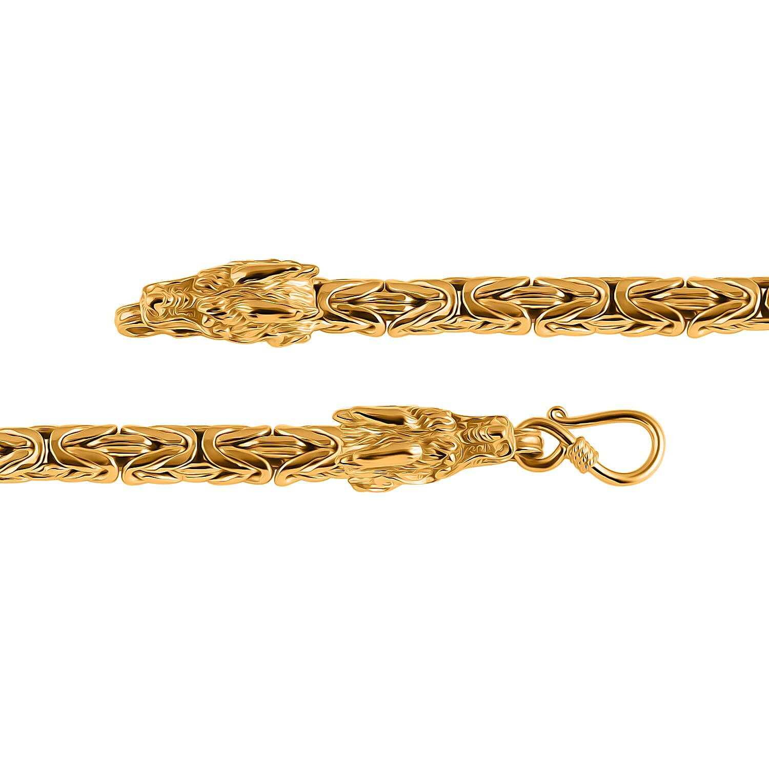 Royal Bali Collection - 22K Vermeil Yellow Gold Plated Sterling Silver Dragon Head Bracelet (Size - 8), Silver Wt. 31.95 Gms. Royal Bali Collection - 22K Vermeil Yellow Gold Plated Sterling Silver Dragon Head Bracelet (Size - 8), Silver Wt. 31.95 Gms.