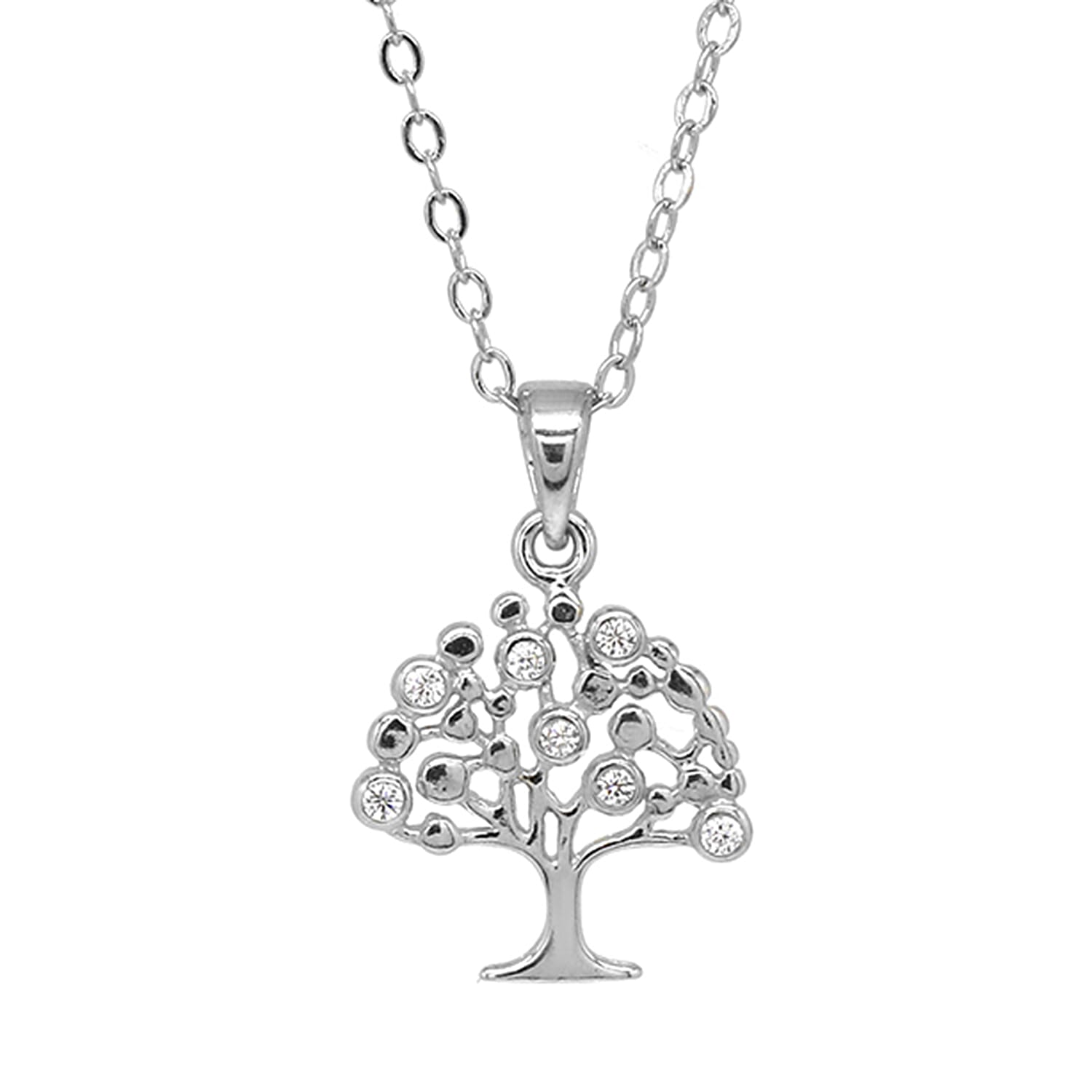 Bubble Tree Pendant in Rhodium Overlay Sterling Silver