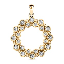 White Diamond Bubble Circle Pendant in Gold Overlay Sterling Silver