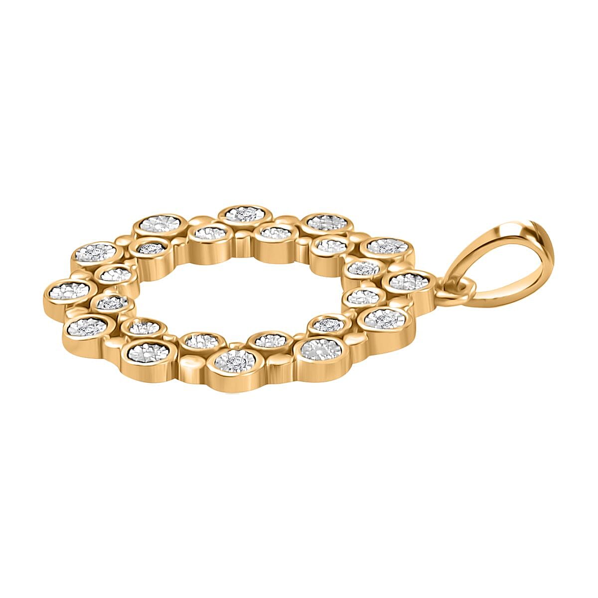 Designer Inspired Deal - Natural Diamond Bubble Pendent in Yellow Gold Overlay Sterling Silver