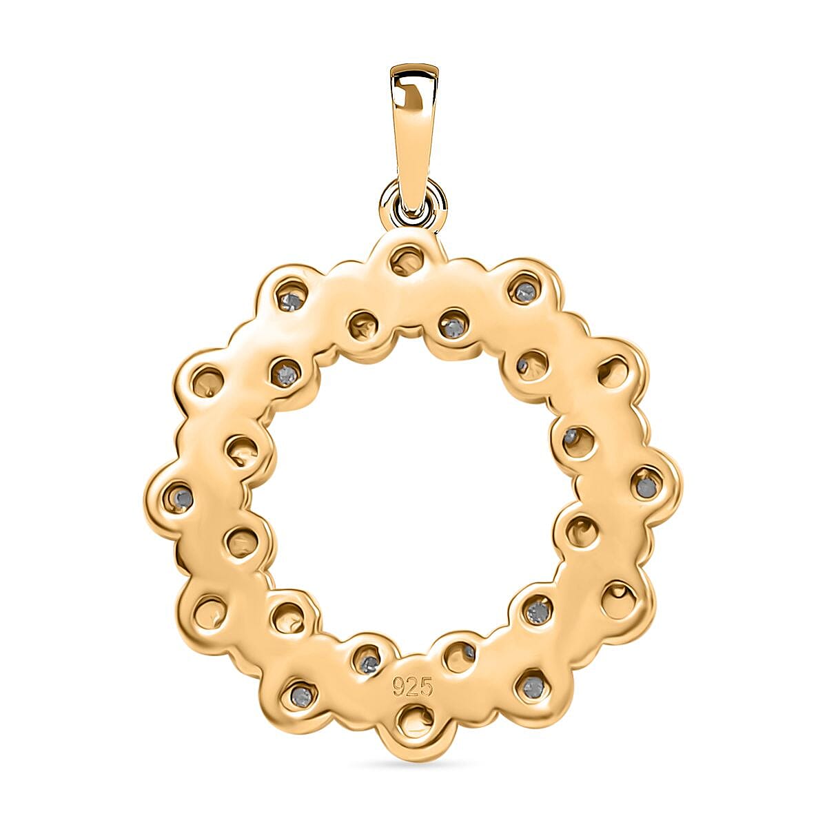 Designer Inspired Deal - Natural Diamond Bubble Pendent in Yellow Gold Overlay Sterling Silver