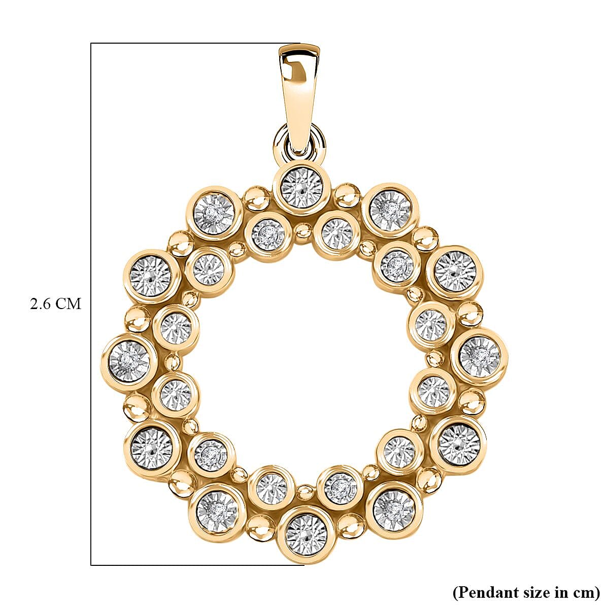 Designer Inspired Deal - Natural Diamond Bubble Pendent in Yellow Gold Overlay Sterling Silver