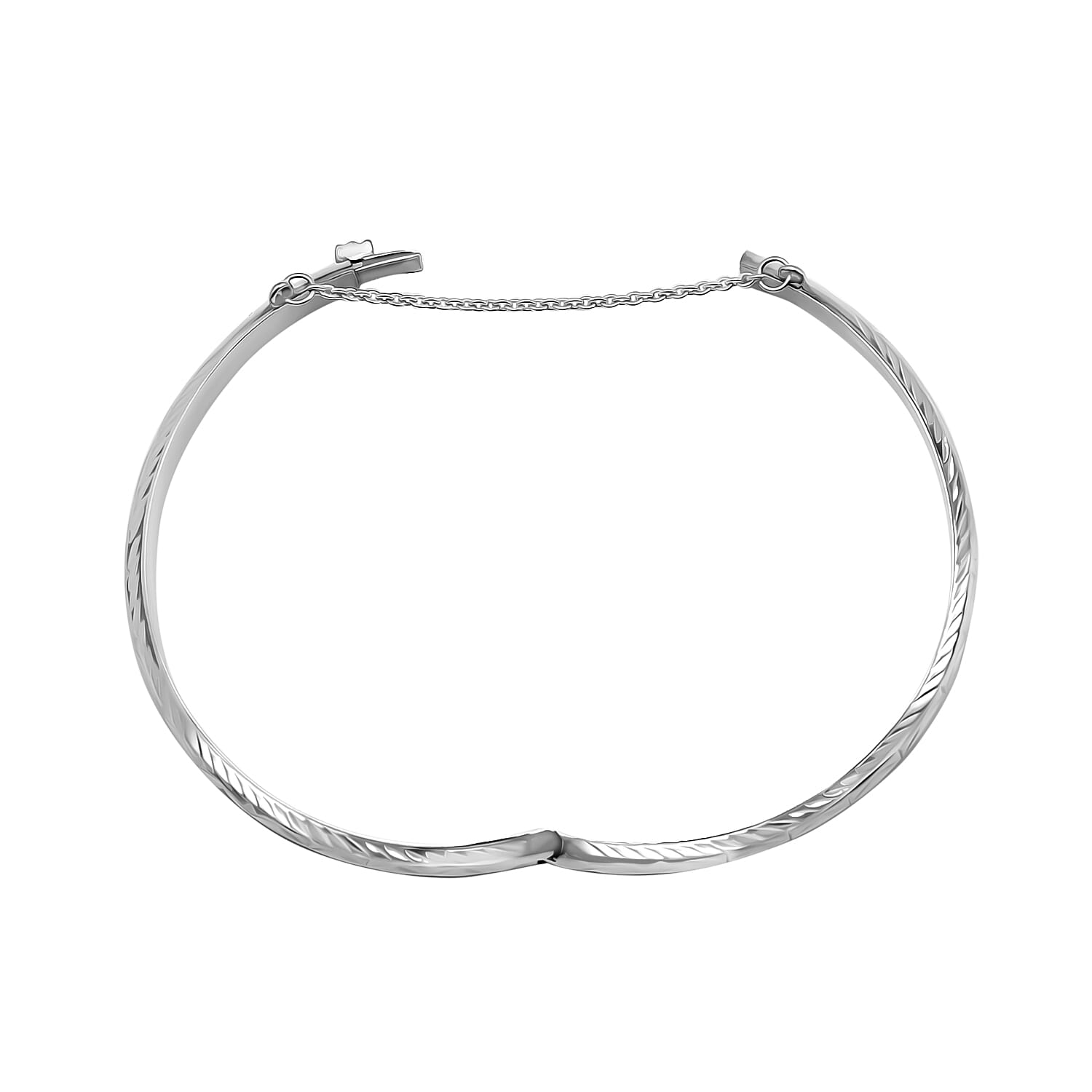 Rhodium Overlay Sterling Silver Bangle(Size -8),  Silver Wt. 8.5 Gms