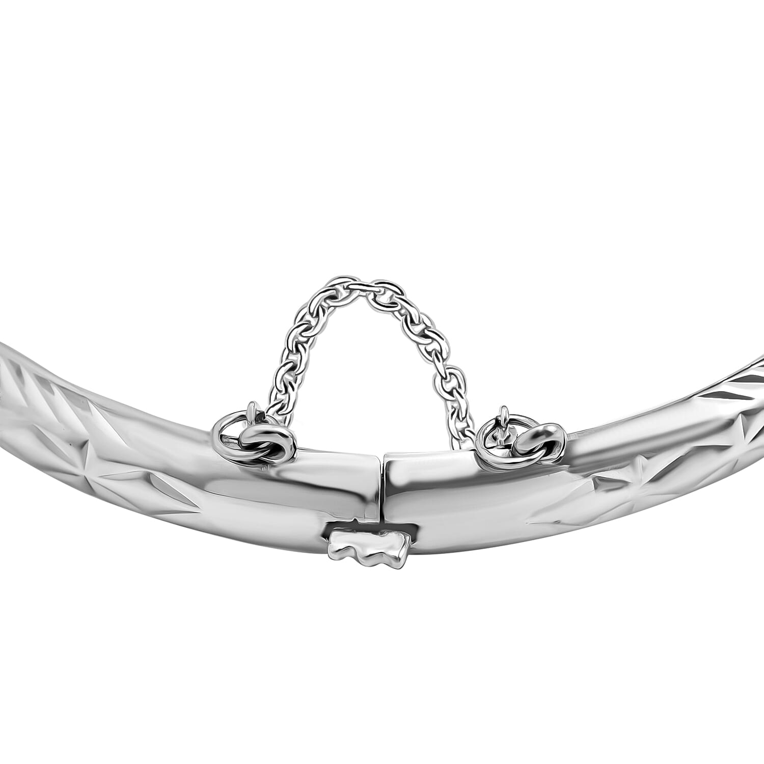 Rhodium Overlay Sterling Silver Bangle(Size -8),  Silver Wt. 8.5 Gms