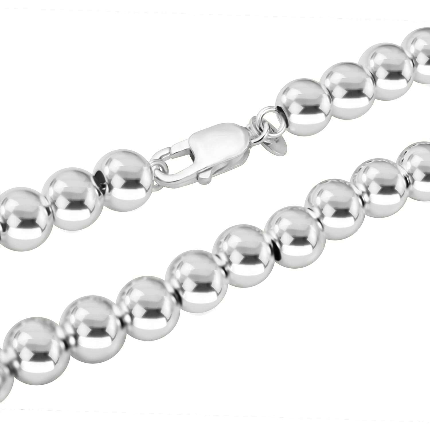 Designer Inspired - Sterling Silver Ball Necklace in Rhodium Overlay Sterling Silver (Size - 20),  Silver Wt. 40.5 Gms