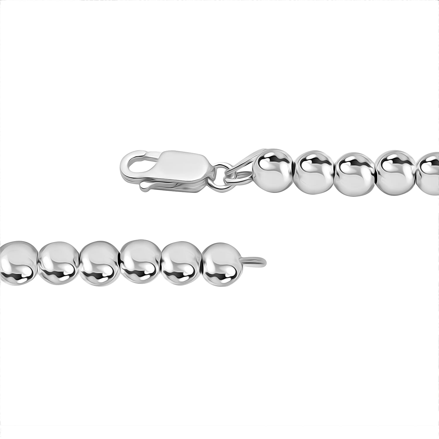 Designer Inspired - Sterling Silver Ball Bracelet in Rhodium Overlay Sterling Silver