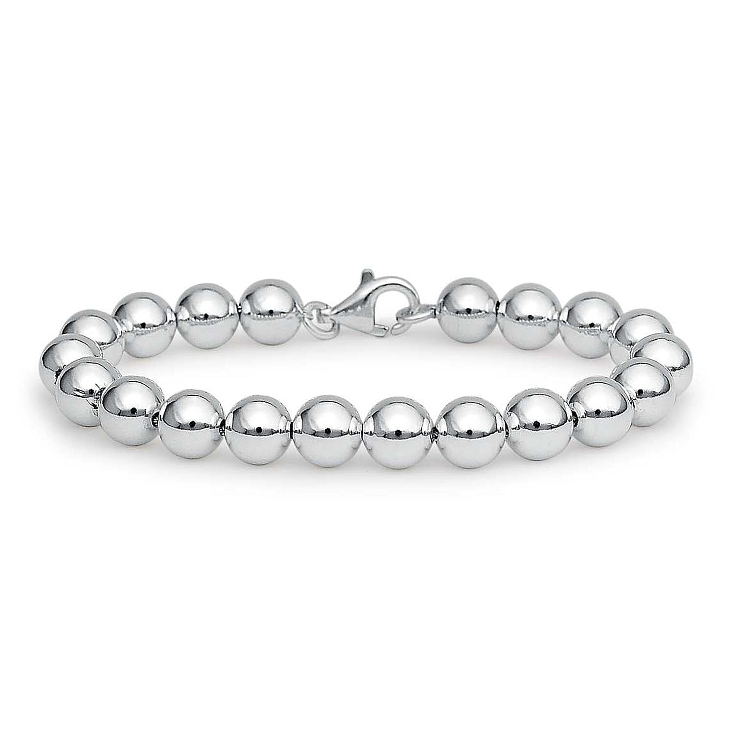 Designer Inspired - Sterling Silver Ball Bracelet in Rhodium Overlay Sterling Silver