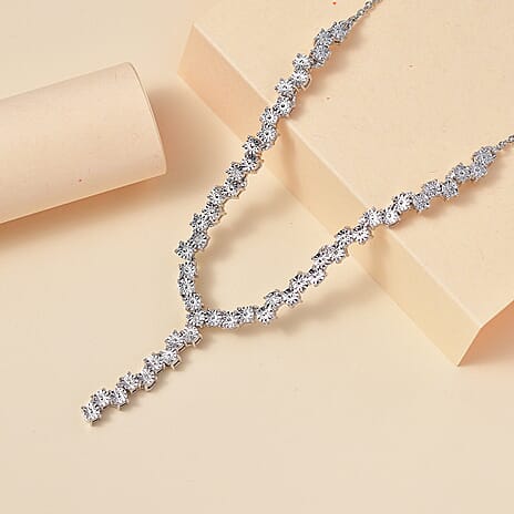 Designer Inspired Natural Diamond Necklace (Size - 18) with Lobster Clasp in White