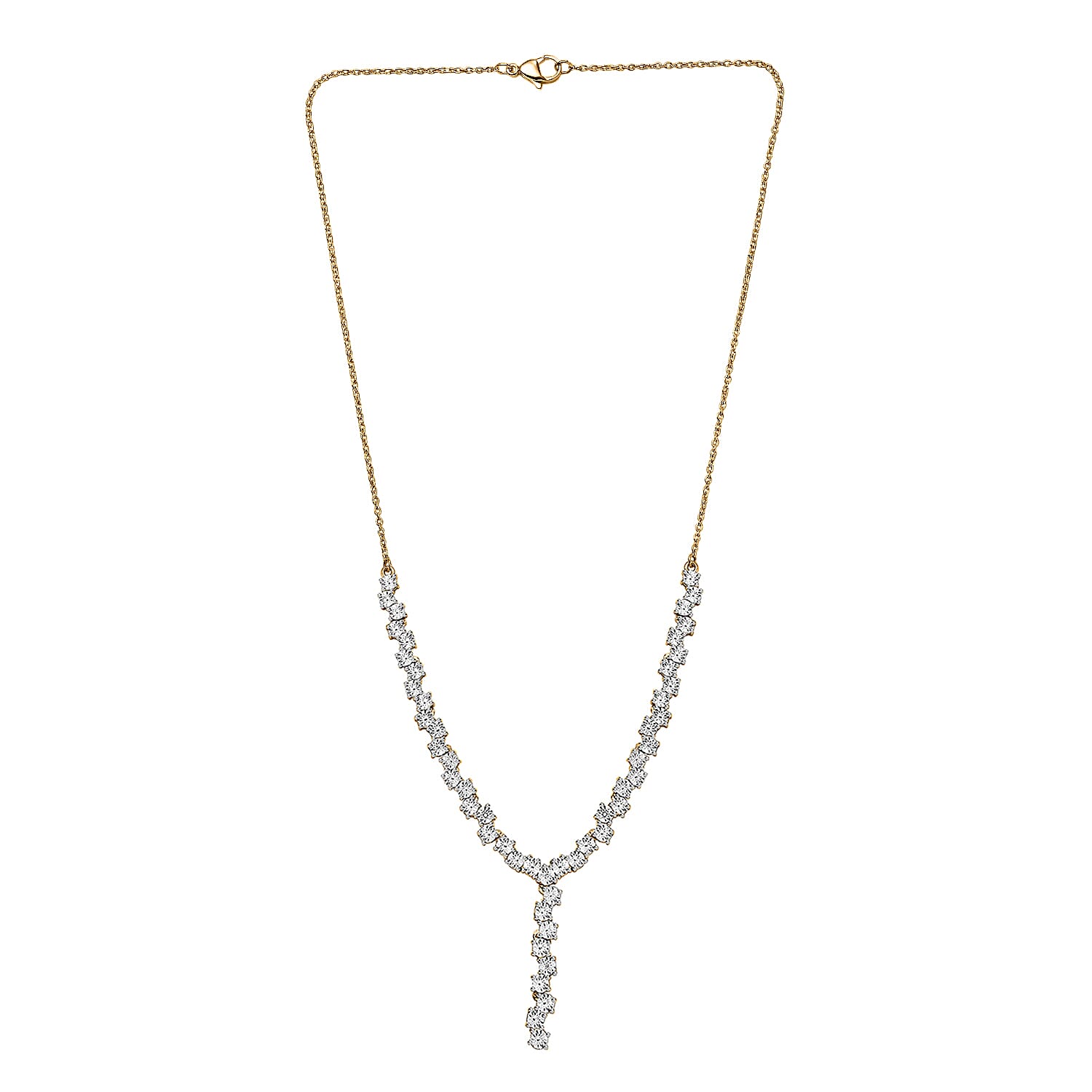Designer Inspired Natural Diamond Necklace in Yellow (Size - 18) with Lobster Clasp