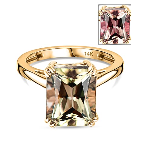 One Time Deal - 14K Yellow Gold AAA Turkizite Solitaire Ring 4.04 Ct