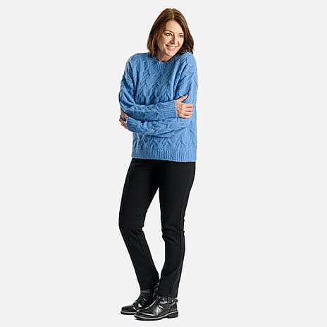 Cable Knit Acrylic Jumper (Size L) - Blue