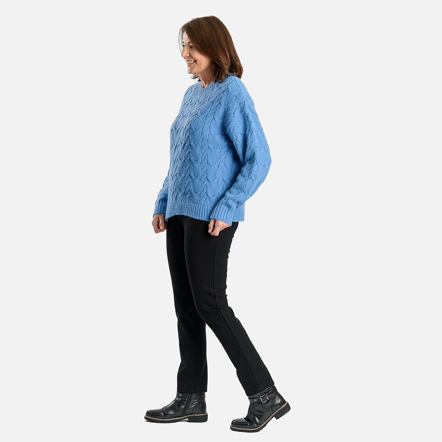 Cable Knit Acrylic Jumper (Size L) - Blue
