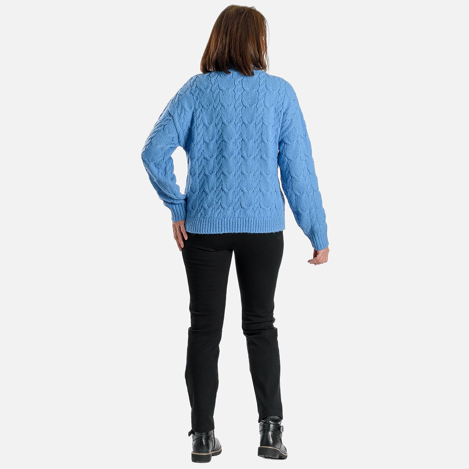 Cable Knit Acrylic Jumper (Size L) - Blue