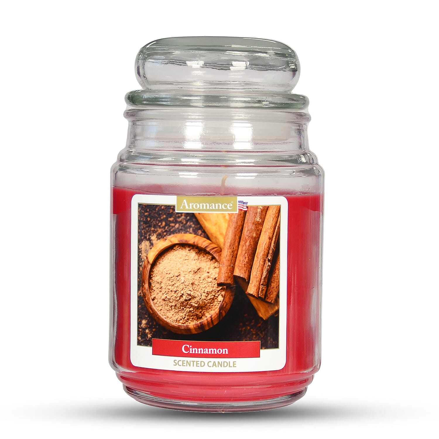 Home Fragnance - 18oz Aromance Cinnamon Jar Candle - Red