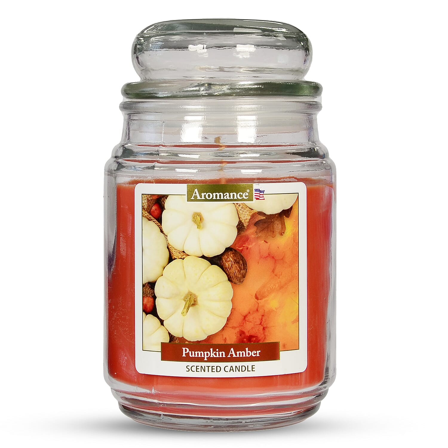 Home Fragnance - 18oz Aromance Pumpkin Amber Jar Candle - Orange