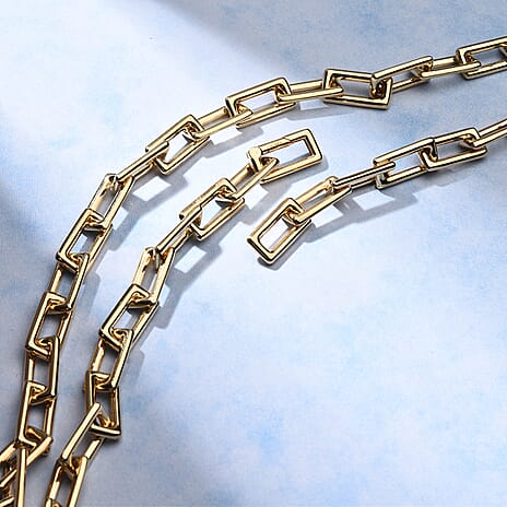 Italian Closeout Deal -9K Yellow Gold Square Paperclip Necklace (Size - 20),  Gold Wt. 18.75 Gms