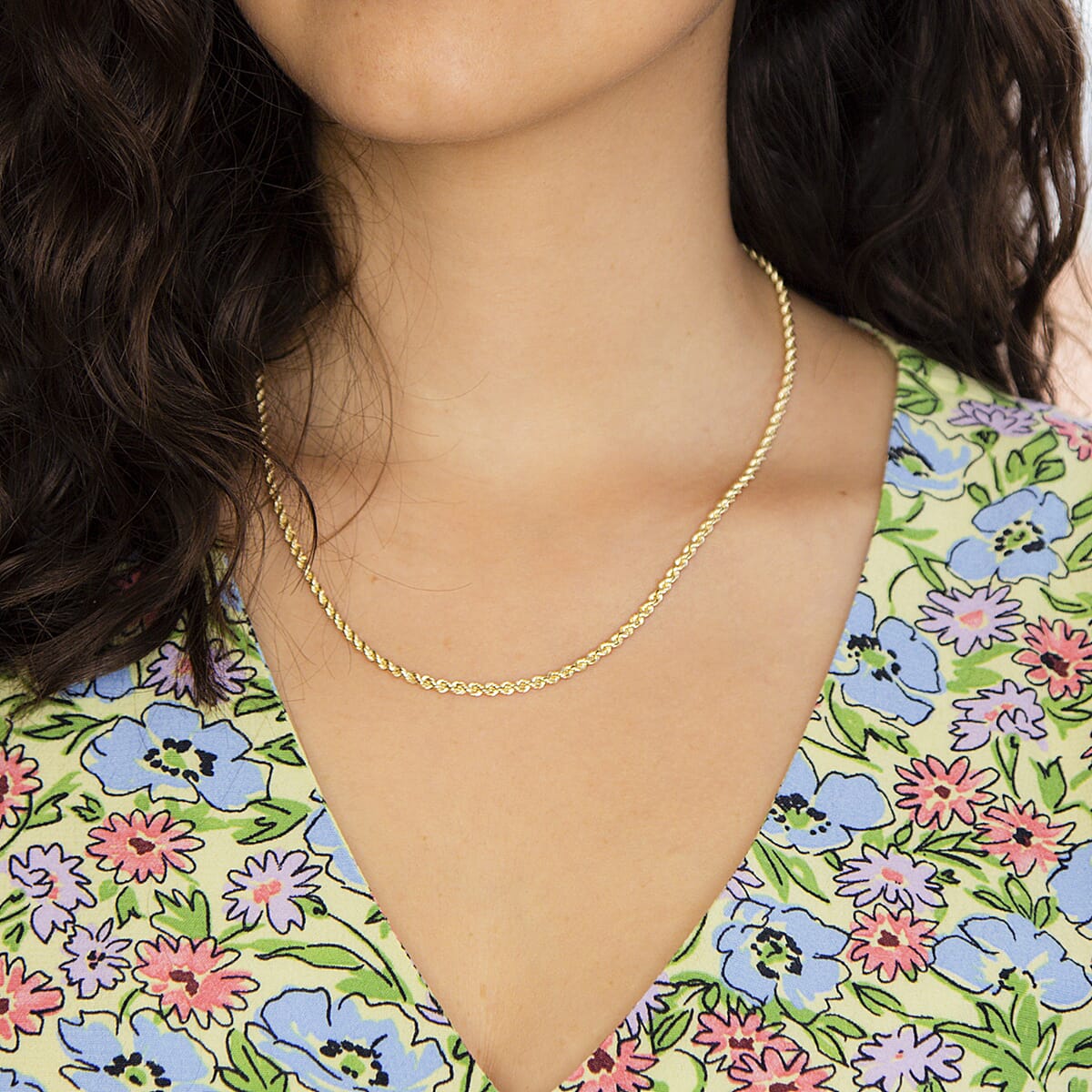 Italian Closeout - 9K Yellow Gold  Rope Necklace (Size - 18)