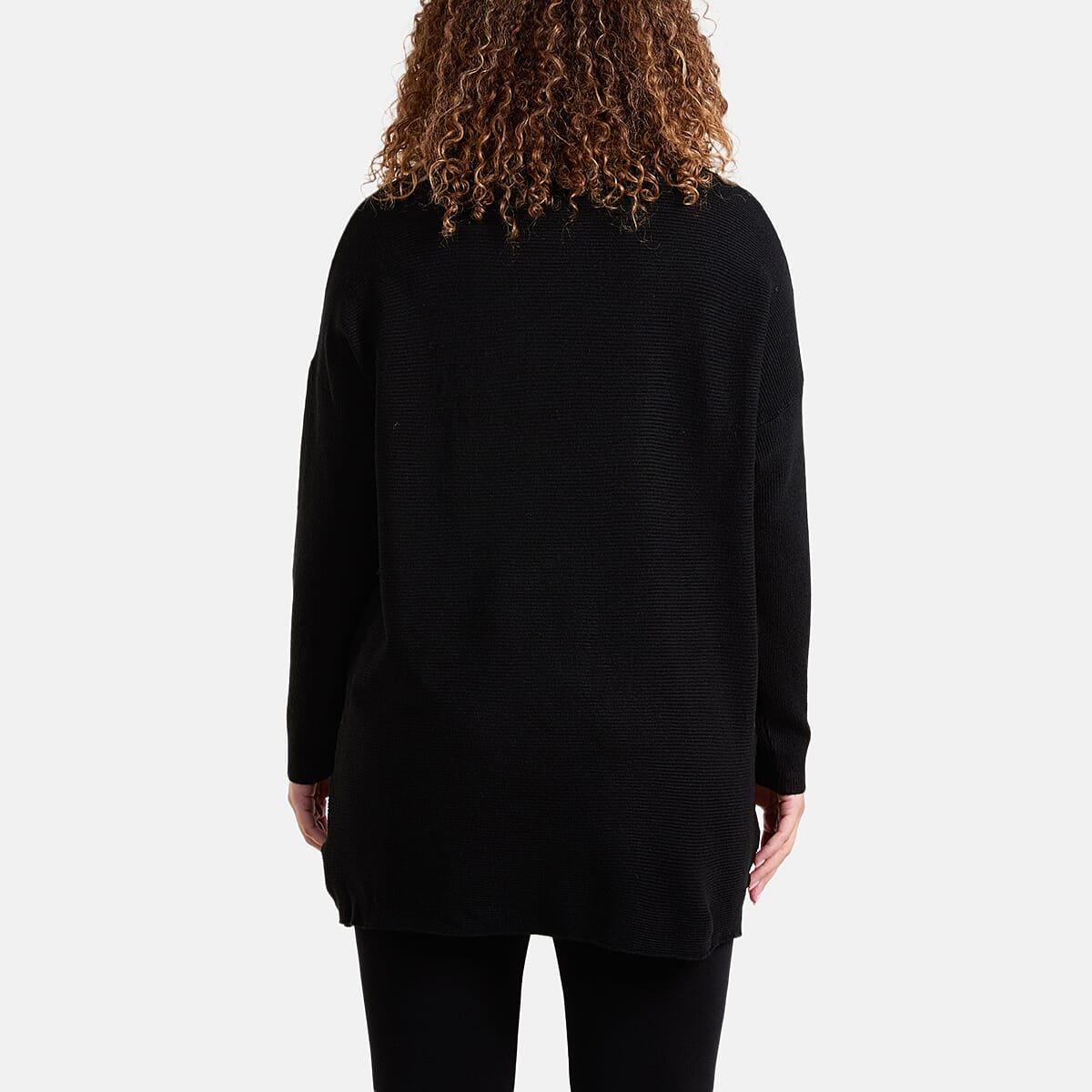 Misumi Sequin & Diamante Star Ribbed Jumper (One Size 8-20) - Black