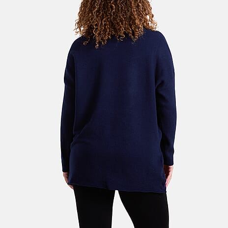 Misumi Sequin & Diamante Star Ribbed Jumper (One Size 8-20) - Navy