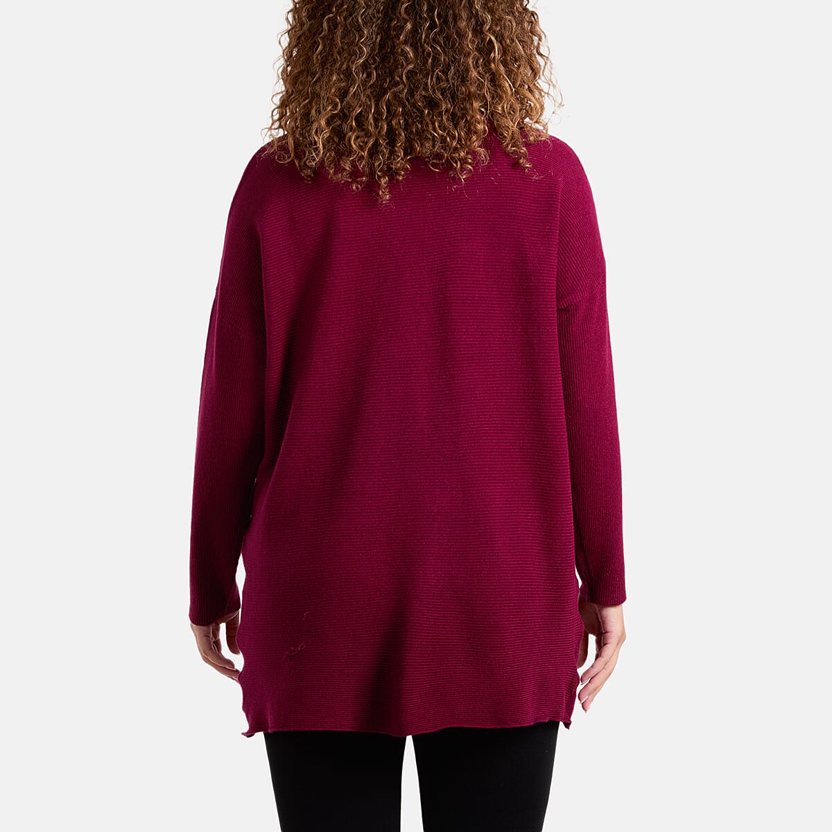 Misumi Sequin & Diamante Star Ribbed Jumper (One Size 8-20) - Burgundy