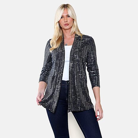 Anamour Sequin Soft Jacket (Size 20 to 22) - Silver