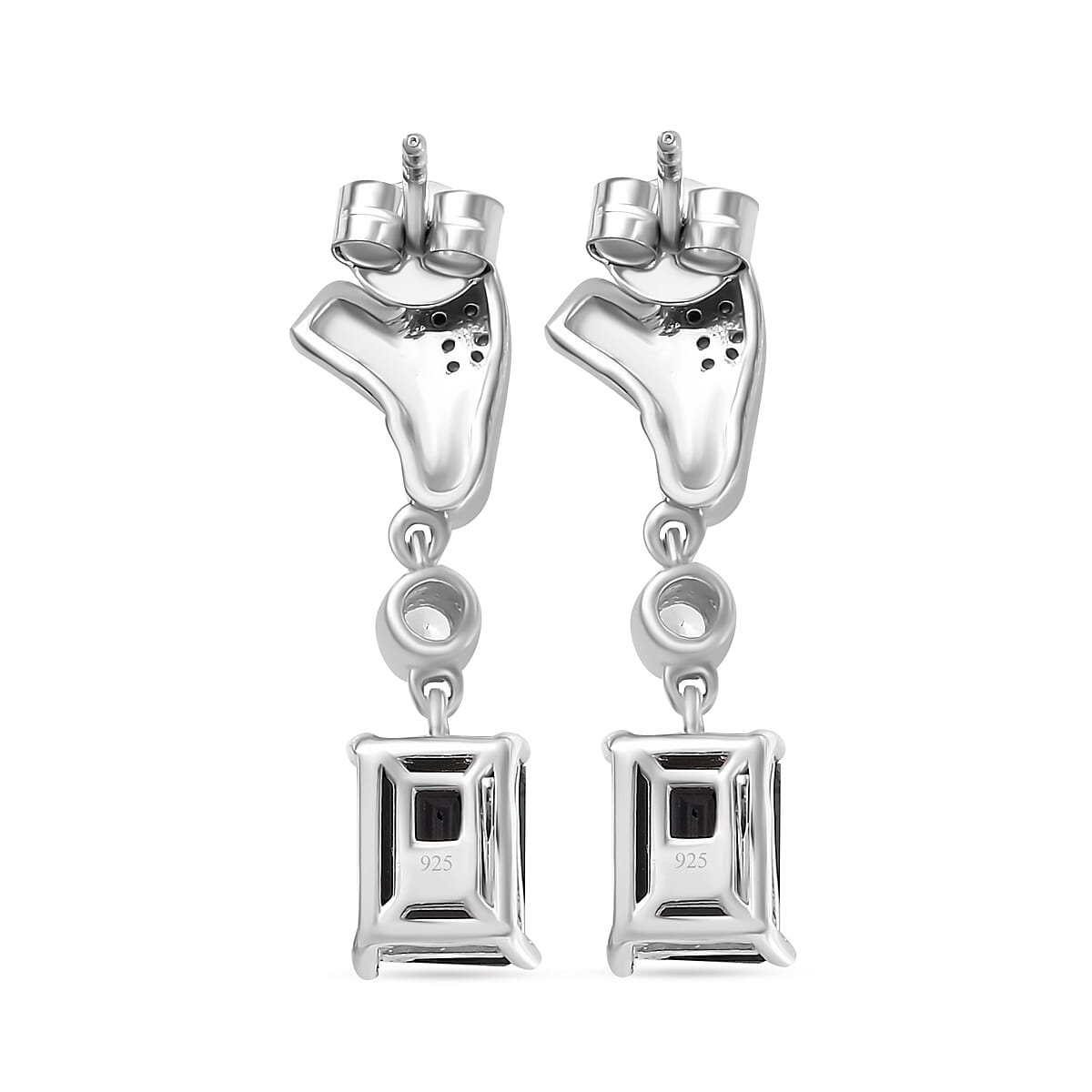 Alexandrite Triplet Quartz & White Zircon Earring with Push Back in Rhodium Overlay Sterling Silver 4.04 Ct.