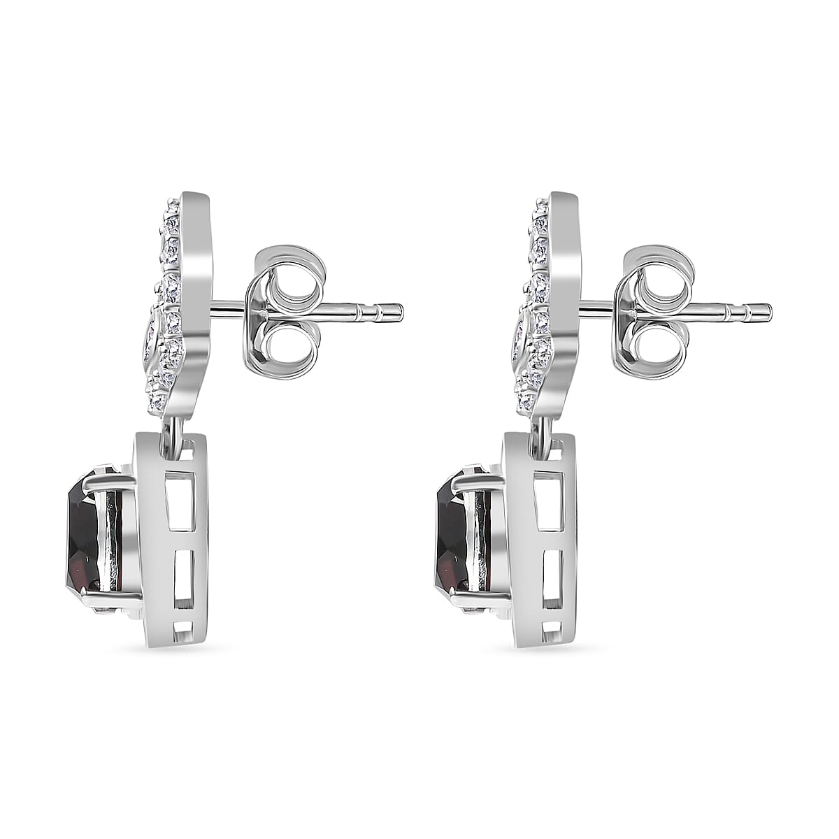 Alexandrite Triplet Quartz, White Zircon Solitaire Stud Push Post Earring in Rhodium Overlay Sterling Silver 5.23 Ct.