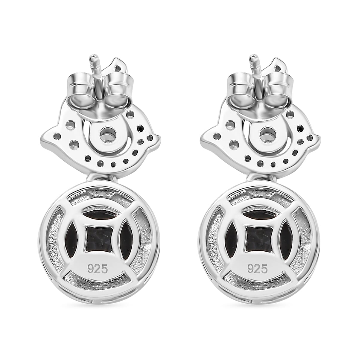 Alexandrite Triplet Quartz, White Zircon Solitaire Stud Push Post Earring in Rhodium Overlay Sterling Silver 5.23 Ct.