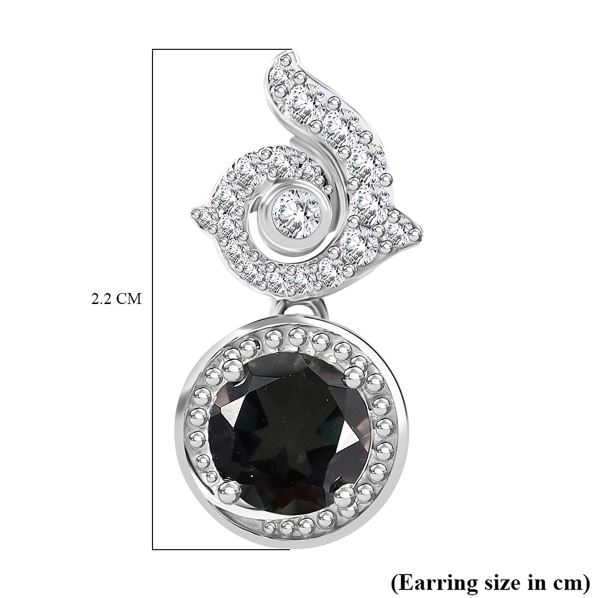 Alexandrite Triplet Quartz, White Zircon Solitaire Stud Push Post Earring in Rhodium Overlay Sterling Silver 5.23 Ct.