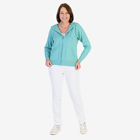 Mudflower Cable Zip Up Cardigan (Size 16) - Green