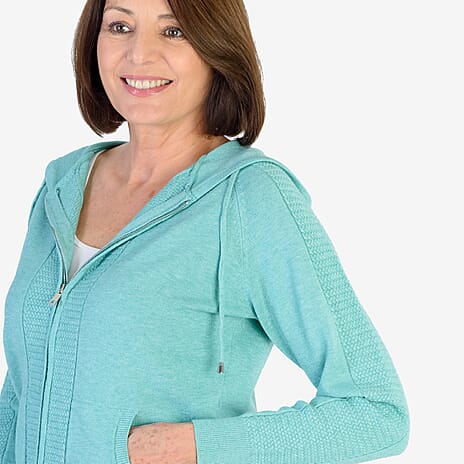 Mudflower Cable Zip Up Cardigan (Size 16) - Green