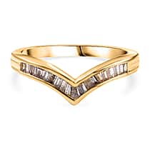 Champagne Diamond Wishbone Ring in 18K Yellow Gold Vermeil Plated Sterling Silver 0.24 Ct.