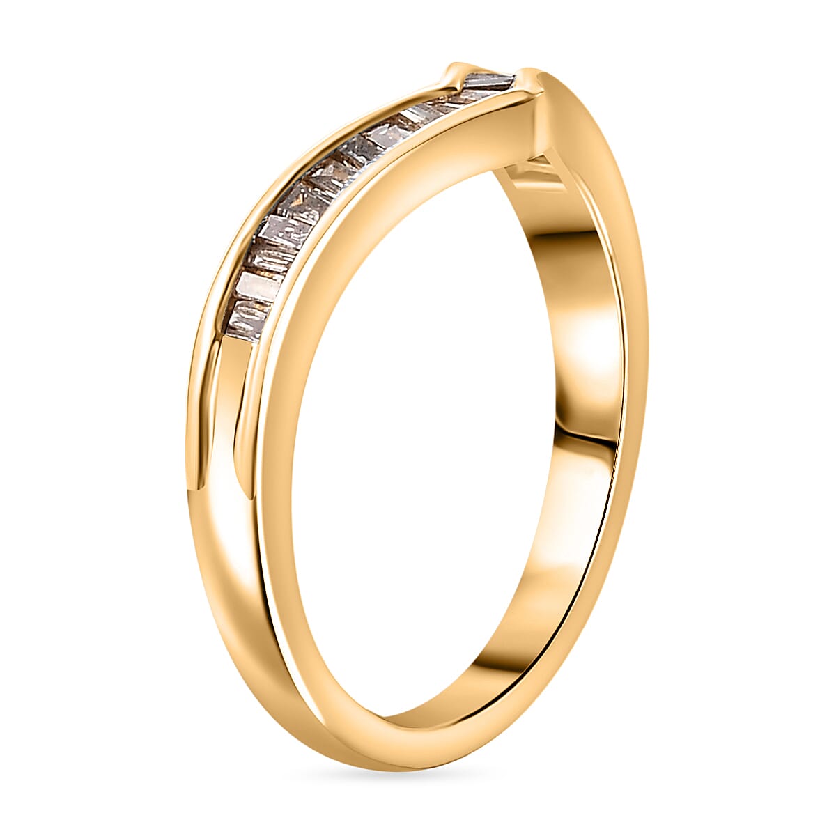 Biggest Close out - Natural Champagne Diamond Wishbone Ring in 18K Vermeil Yellow Gold Sterling Silver 0.25 Cts