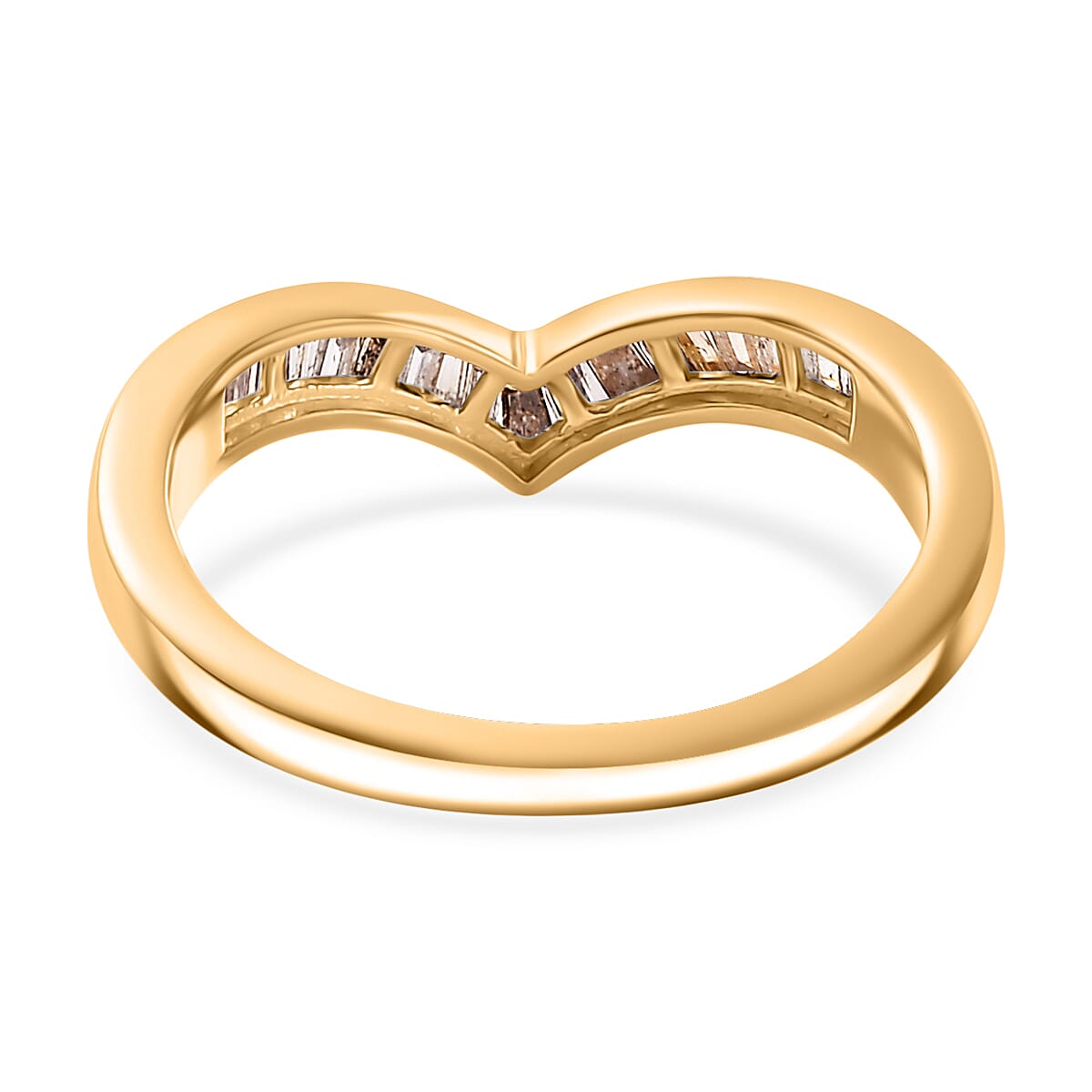 Biggest Close out - Natural Champagne Diamond Wishbone Ring in 18K Vermeil Yellow Gold Sterling Silver 0.25 Cts