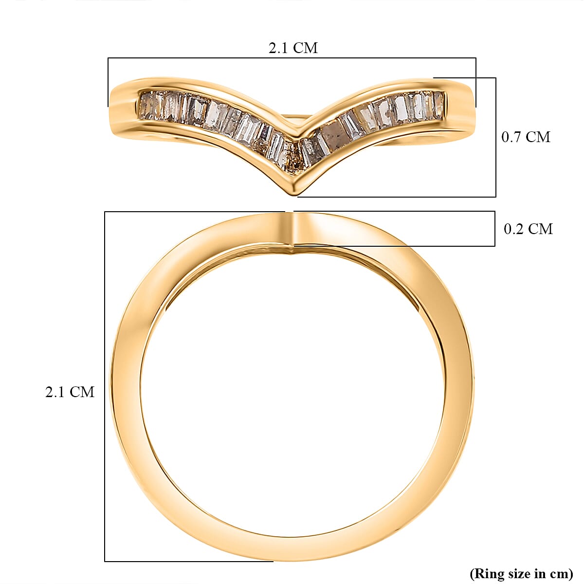 Biggest Close out - Natural Champagne Diamond Wishbone Ring in 18K Vermeil Yellow Gold Sterling Silver 0.25 Cts