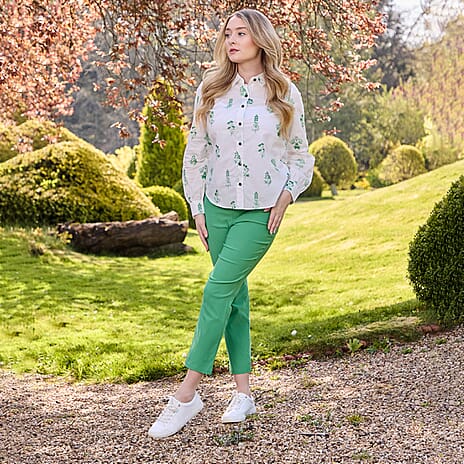 Mudflower Green Floral Embroidered Long Sleeve Shirt (Size 12)