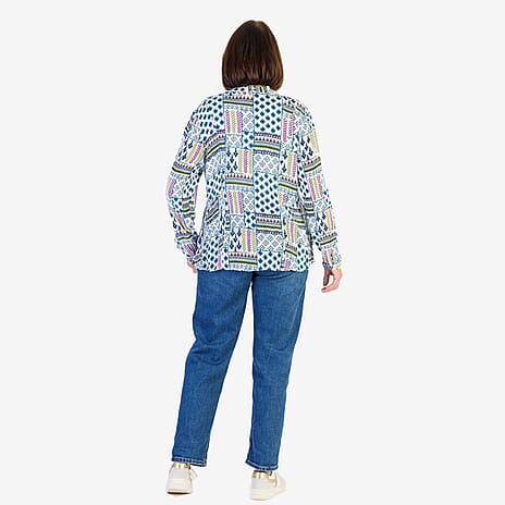 Mudflower 100% Viscose Pinktuck Printed Shirt (Size 12) - Purple