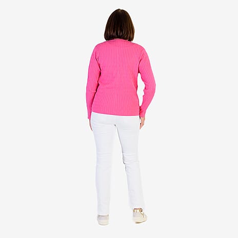 Mudflower Allover Cable Button Cardigan (Size 12) - Hot Pink