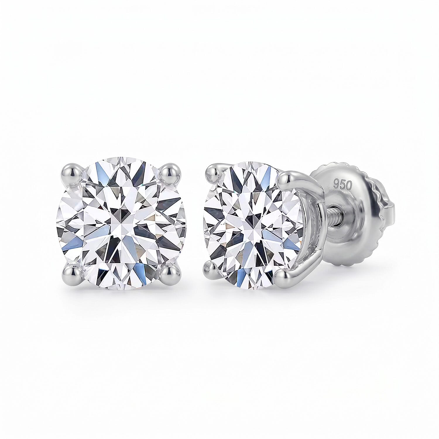 Luxuriant Diamond - 950 Platinum SGL Certified Lab Grown Diamond (VS/GH) Solitaire Stud with Screw Back Earrings 3 Ct.