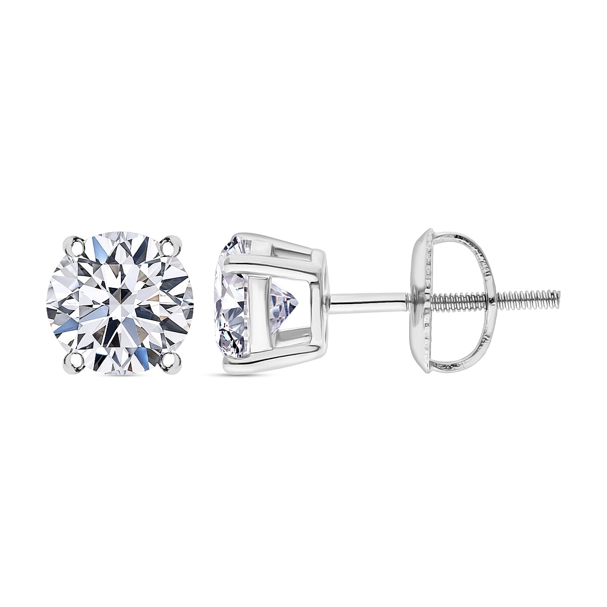 Luxuriant Diamond - 950 Platinum SGL Certified Lab Grown Diamond (VS/GH) Solitaire Stud with Screw Back Earrings 3 Ct.