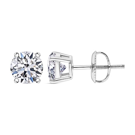 Luxuriant Diamond - 950 Platinum SGL Certified Lab Grown Diamond (VS/GH) Solitaire Stud with Screw Back Earrings 3 Ct.