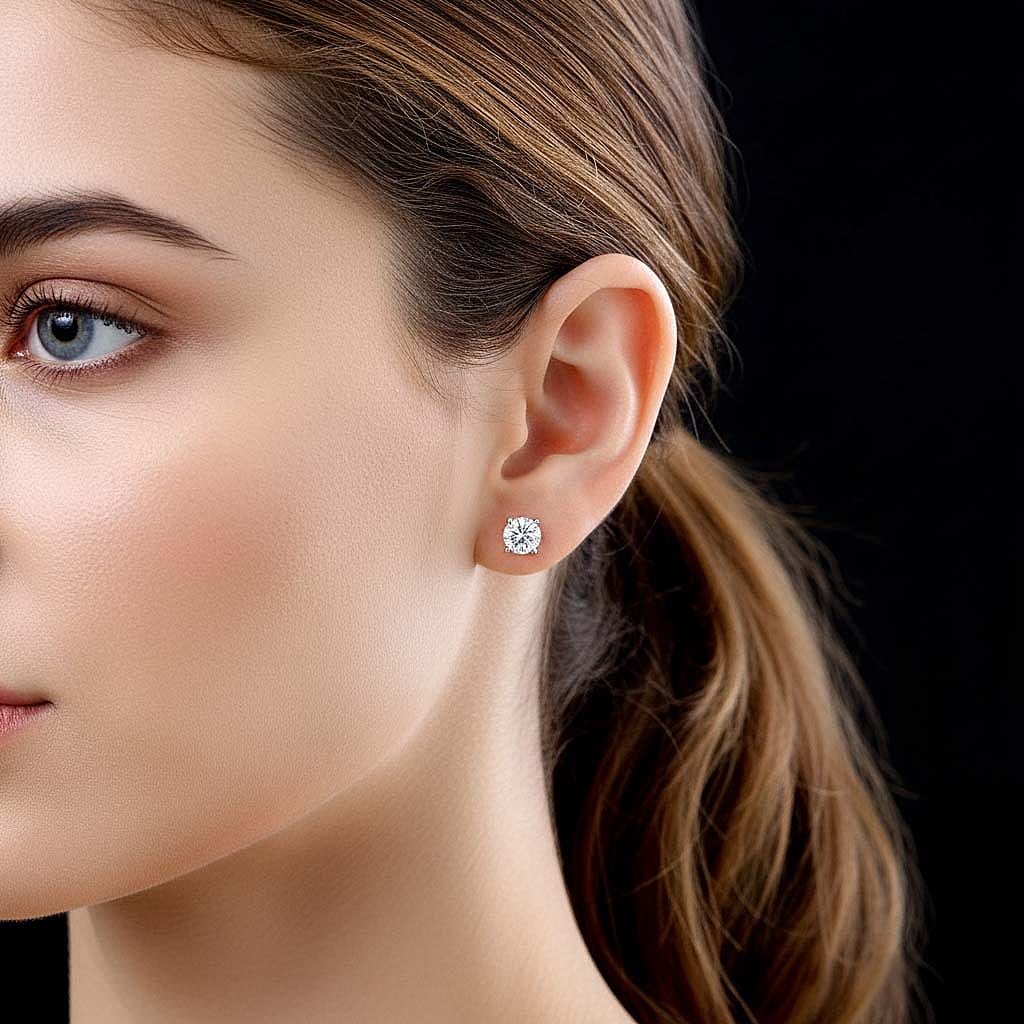 Luxuriant Diamond - 950 Platinum SGL Certified Lab Grown Diamond (VS/GH) Solitaire Stud with Screw Back Earrings 3 Ct.