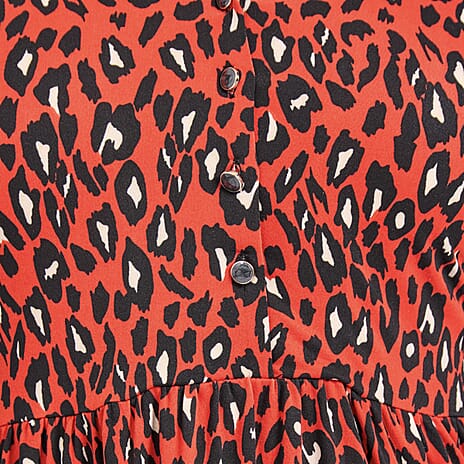 Mudflower Border Printed Soft Touch Blouse (Size 10) - Orange