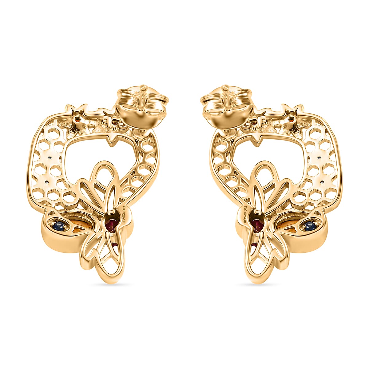 GP Honeycomb Collection - Citrine & Multi Gemstones Cluster Earring in 18K Vermeil Yellow Gold Plated Sterling Silver 1.50 Ct. GP Honeycomb Collection - Citrine & Multi Gemstones Cluster Earring in 18K Vermeil Yellow Gold Plated Sterling Silver 1.50 Ct.