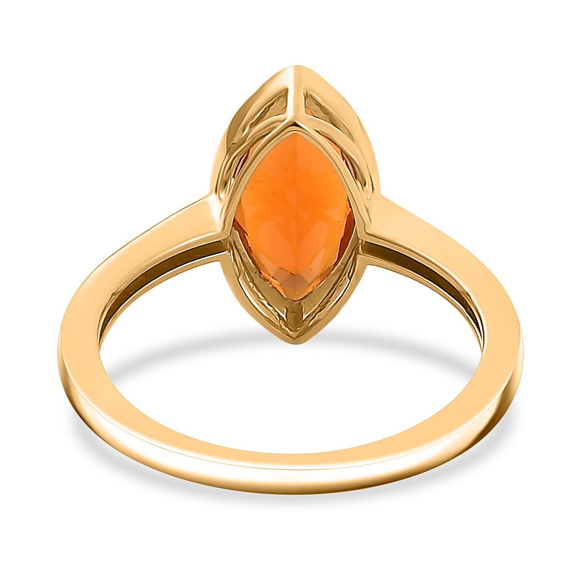 9K Yellow Gold AA Mexican Cherry Fire Opal Solitaire Ring 1.14 Ct