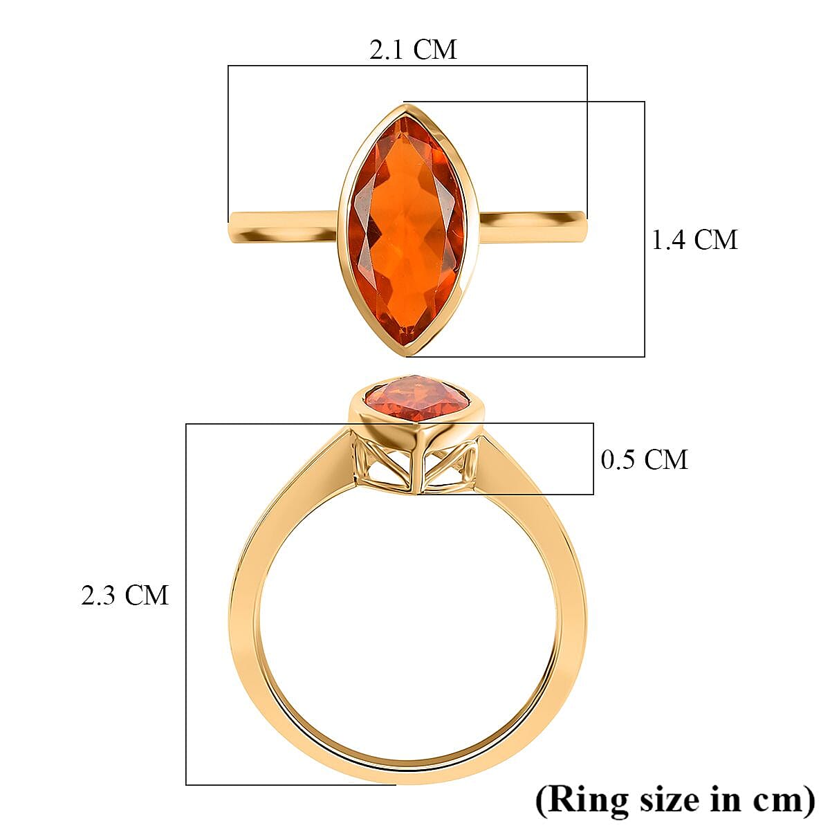 9K Yellow Gold AA Mexican Cherry Fire Opal Solitaire Ring 1.14 Ct