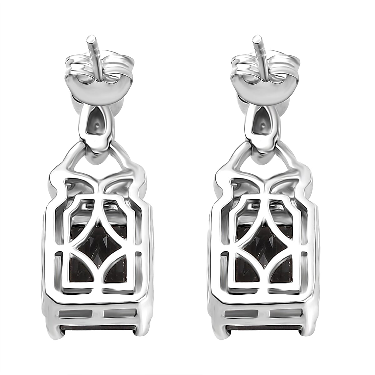 Alexandrite Triplet Quartz & White Zircon Solitaire Stud Push Post Earring in Rhodium Overlay Sterling Silver 5.80 Ct.