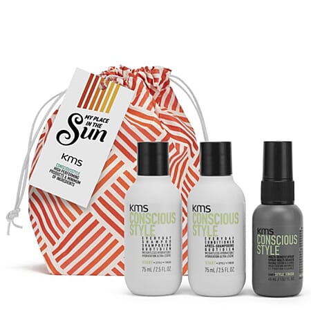 KMS Conscious Style Travel Bag (Includes 75ml Shampoo, 75ml Conditioner, and 45ml Multi-Benefit Spray)