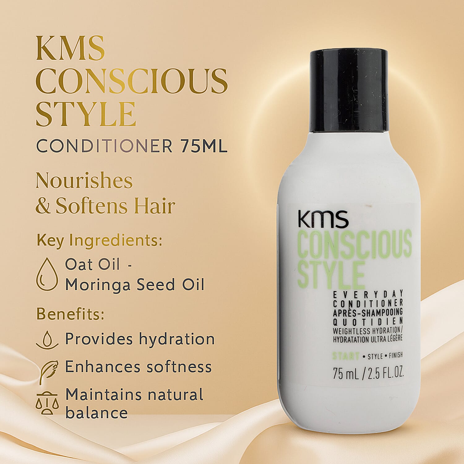 KMS Conscious Style Travel Bag (Includes 75ml Shampoo , 75ml Conditioner, and 45ml Multi-Benefit Spray)
