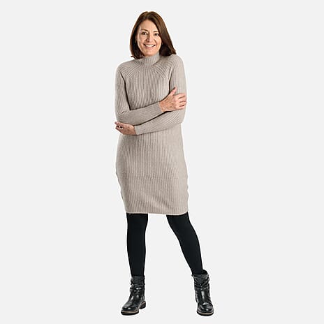 Janina Knitted Dress (Size 42) - Beige